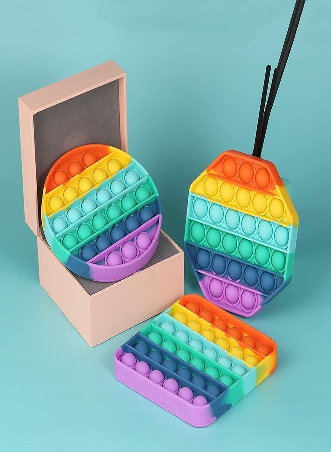 DealFry Push Pop Bubble Sensory Fidget Toy Set,Pop It Autism Special Needs Silicone Stress Relief Toy Popper Educational Toys for Family and Friends Rainbow Motor Kids (Round) - Image 2